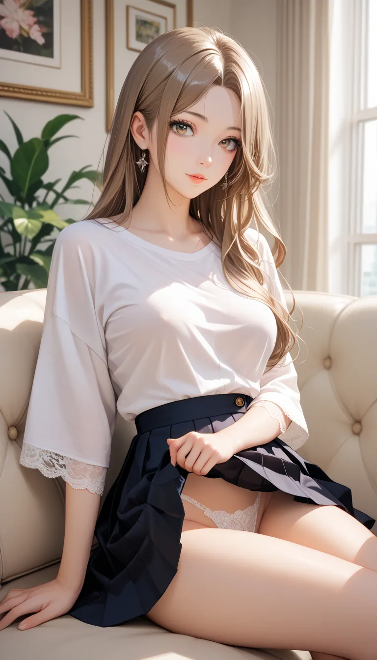 masterpiece, best quality, ultra-detailed, 8k, intricate details, わきDownを見せない, Down, no background, becomes transparent when you stare {x}, PE, front view, cowboy shot, perfect and beautiful face, beautiful breasts,  Read more, slim, lightbrown long hair, ...