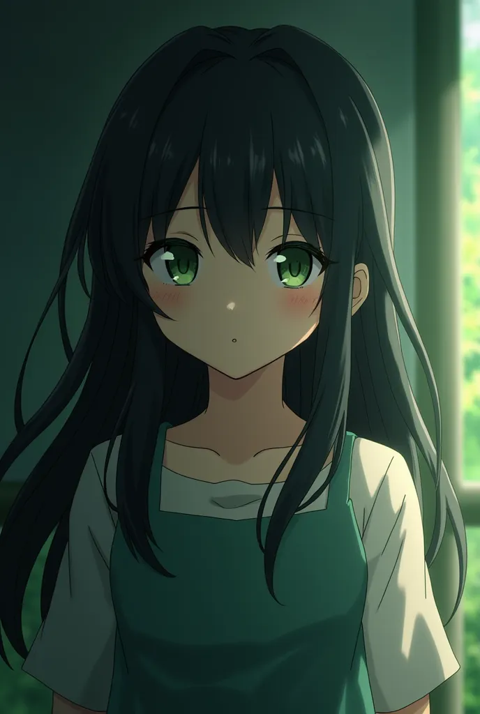 with an animation more similar to the characters in the series, The girl with the darkest hair,  without bangs, and longer, below the breast , with a more serious face, The smallest and greenest eyes