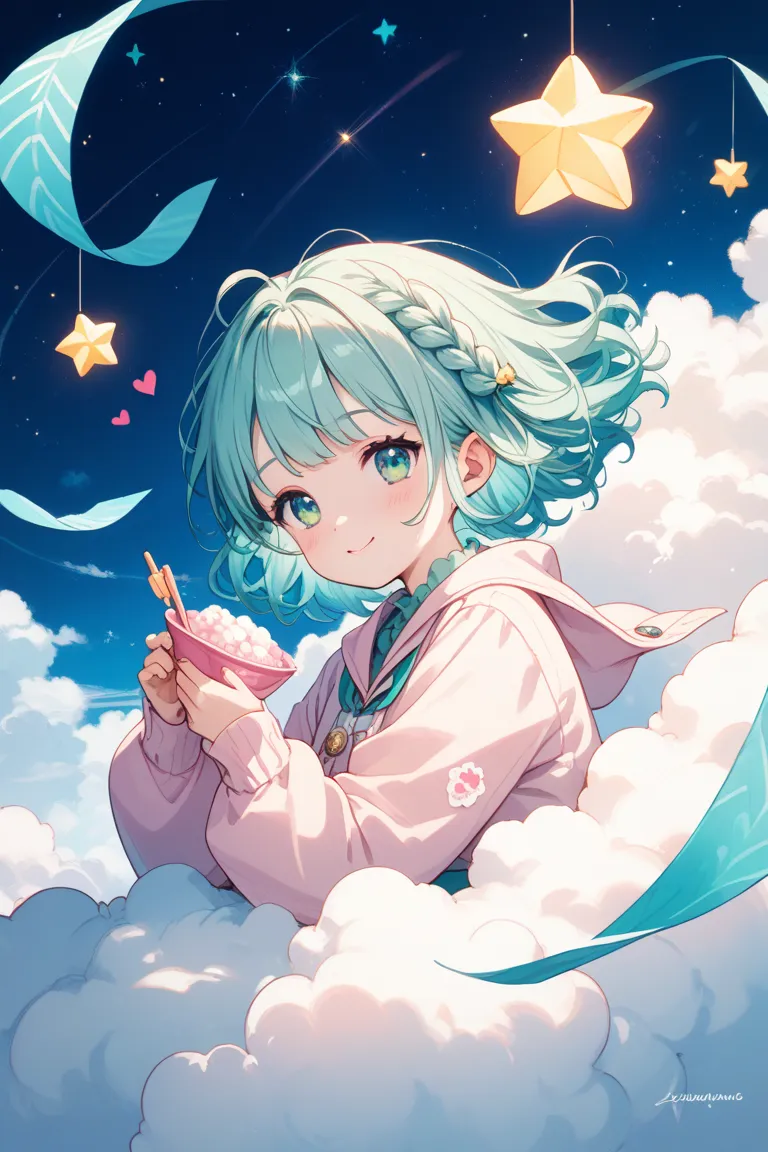 Create a digital illustration-style background image with a 'yume kawaii' (dreamy cute) aesthetic. Use soft pastel colors such as pink, lavender, baby blue, and mint green. The composition should have a whimsical and magical feel, incorporating elements li...