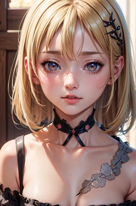 Marie Rose, anime girl with blonde hair and hair ornament, artwork in the style of guweiz, photorealistic anime girl render, photorealistic anime, Hyper realistic anime, Anime. Soft lighting, soft portrait shot 8 k, Realistic anime art style, 3 d anime rea...