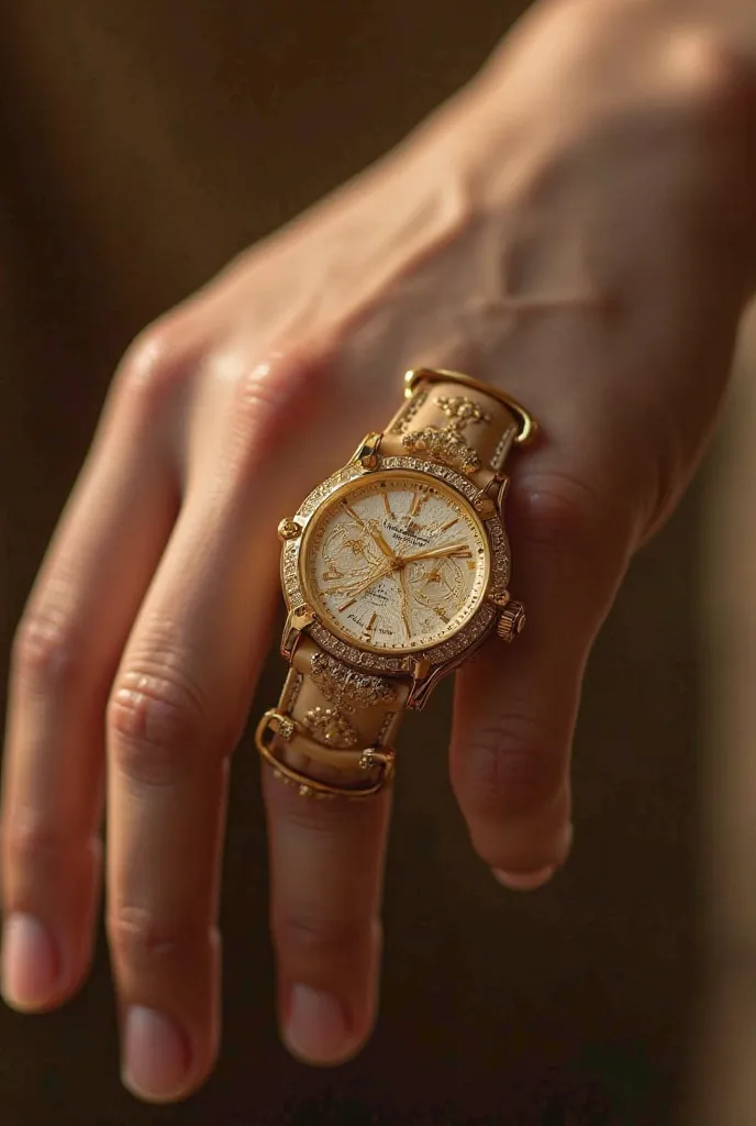 gold watch on a woman's hand 