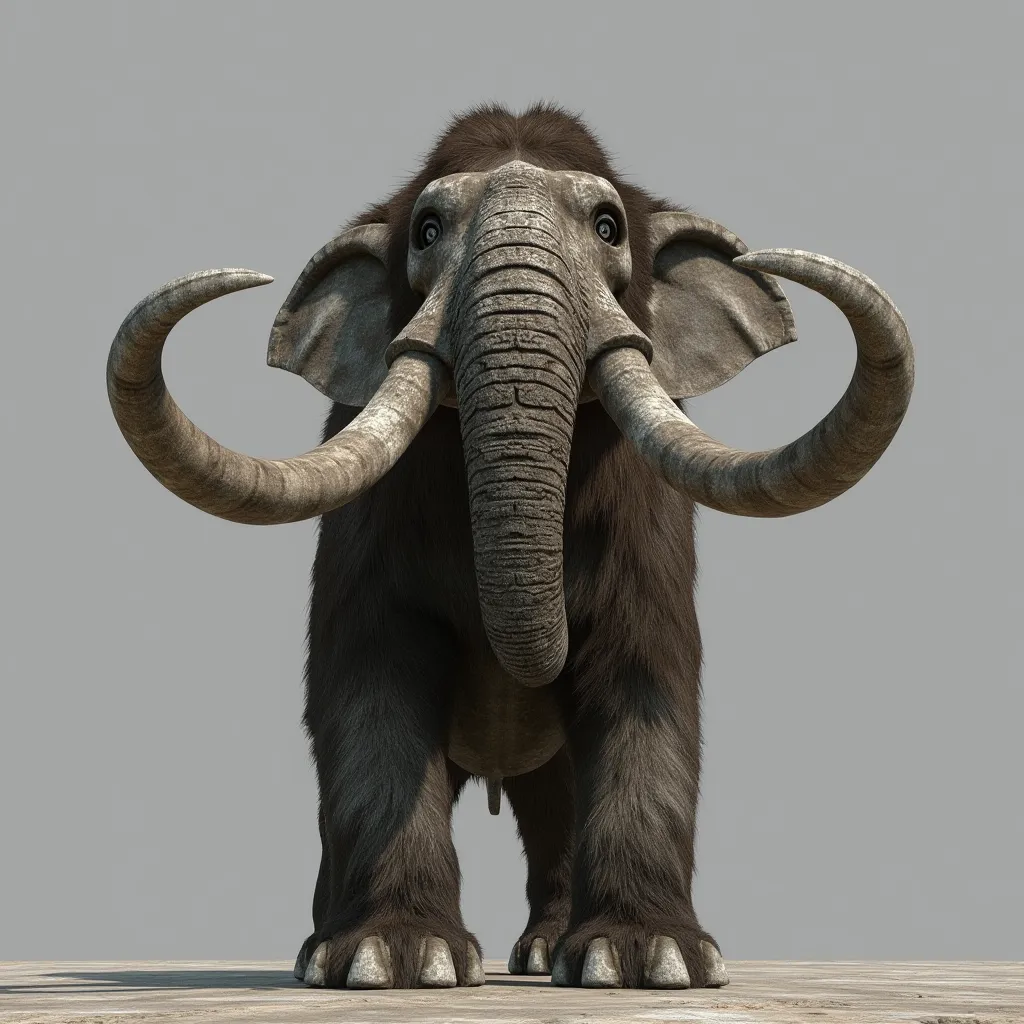 Mammoth Colossus with two arms spread apart two legs in T-Pose gray background