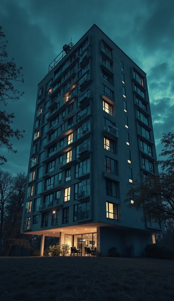 modern building at night horror