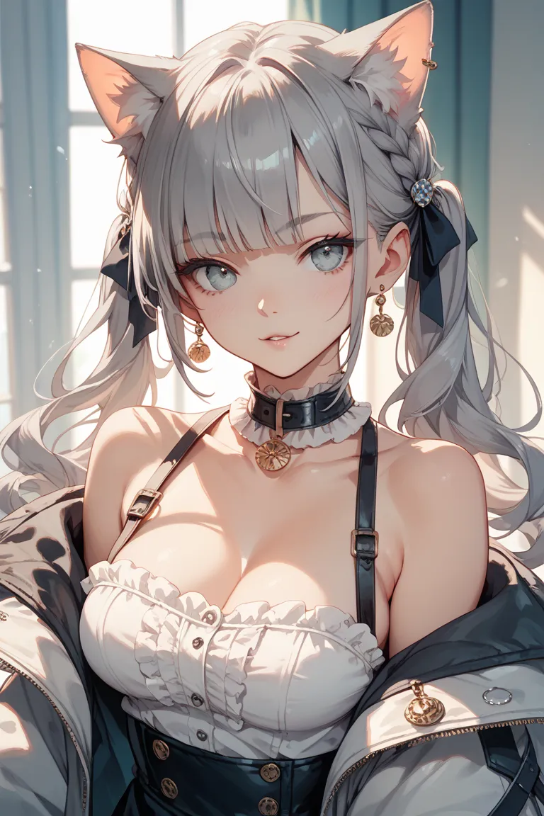 girl cat ear hair gray hair bob