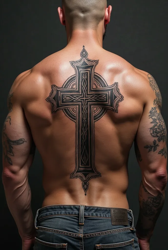 Lower back tattoo cross inspired on dominic toretto in fast and furious