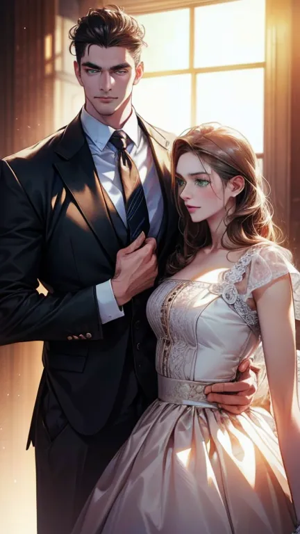 (  best quality,4K,8k,   highres,  masterpiece :1.2),  posture high resolution, white dress shirt ,(Realistic,photoRealistic,photo-Realistic:1.37),36-year-old man,3 day beard,Beautiful anime,Portraits,strong,masculine,     with dark hair  ,sharp jaw,      ...