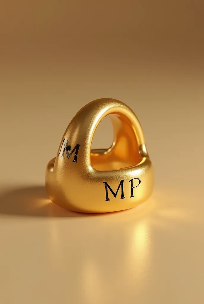 GOLD RING WITH THE LETTERS MP STUCK INSIDE
