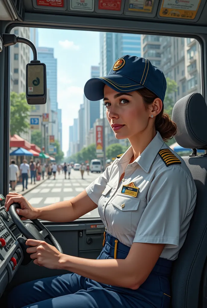 Professional Female Bus Driver Images 