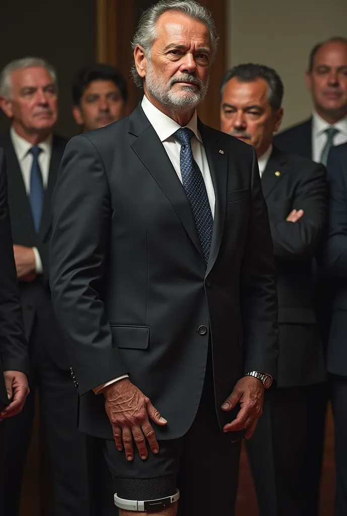 President Lula with electronic ankle bracelet on his leg 