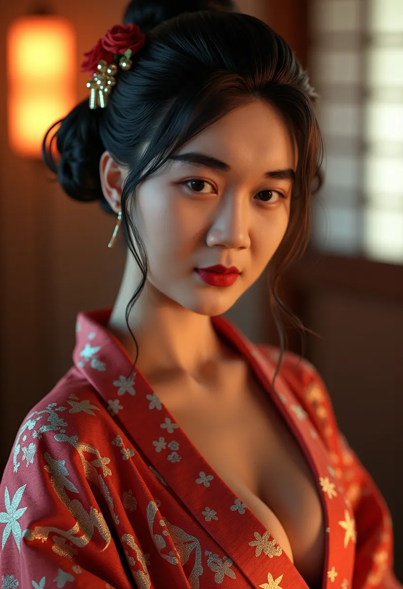 Bewitching beautiful mature woman、40 years、stature　154cm、well-proportioned figure、The figure of the hourglass、Japan in a yukata、Yukata at Japan Ryokan、Shoulder out、collarbone、model in Japan、Japan sensual woman, Gorgeous Japan Woman, goddess of Japan, A smi...