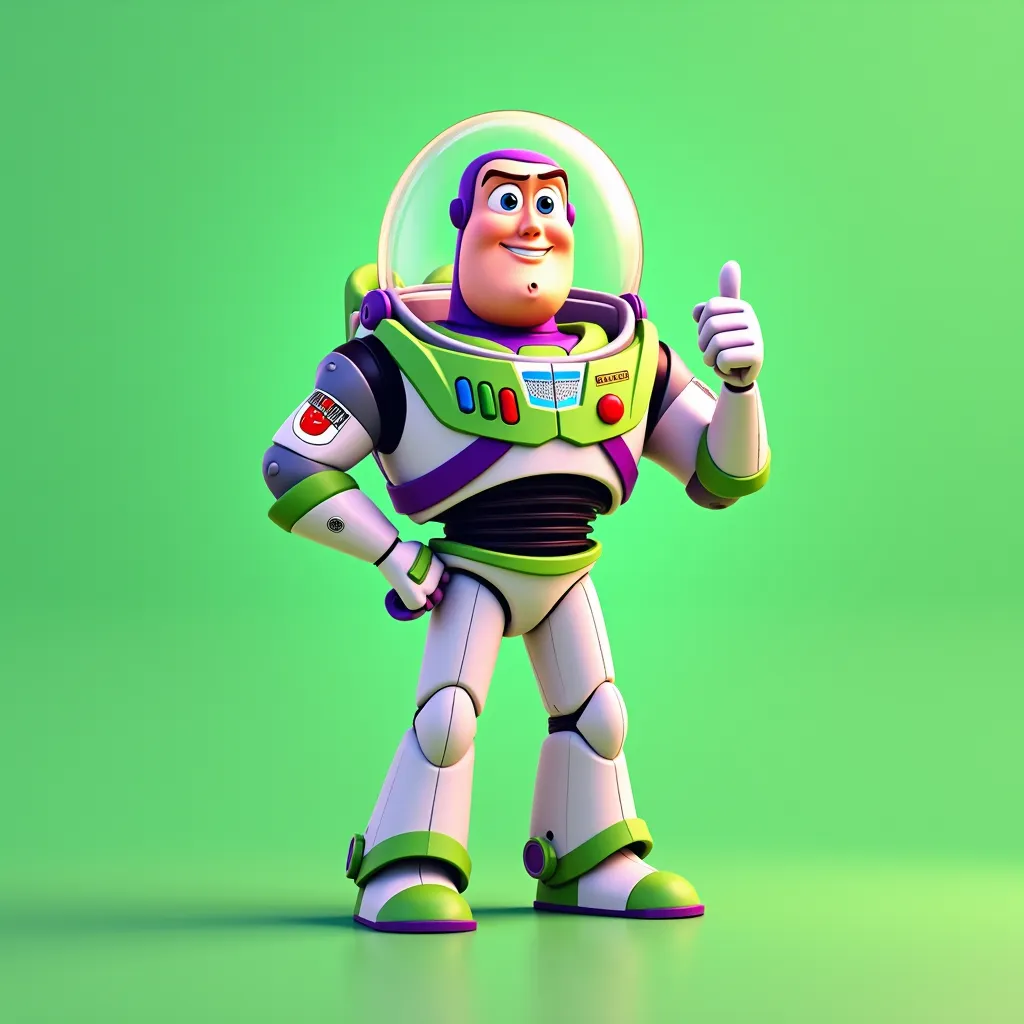 A logo astronaut, thumbs up, disney univers, buzz lightyears, no background, green background,