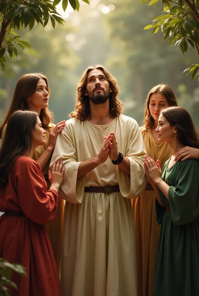 Jesus praying for women 
