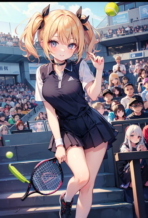     Top Quality    ,     more details , 【【【【【FHD,     High Resolution, woman,    。20歳のwoman、and stare at the audience,smile、   is embarrassing ,    blondes, semi-long、   mature、    open your eyes     ,  eye color: pink、   big eyes,   idol、tennis wear、under...