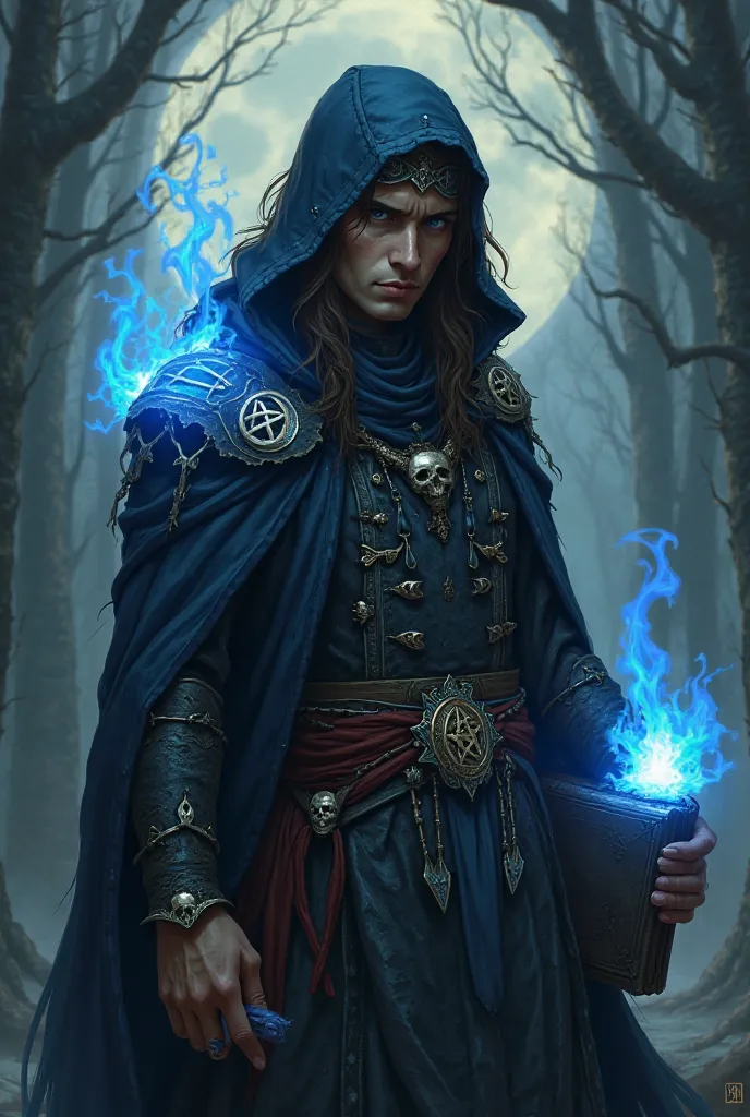 Chat, I'm going to do an RPG and I need images for the setting and representation of characters, with a slightly realistic style
First, I want a young necromancer wizard, 24 years old, He has light skin, Caucasian traits, WAVY brown hair, dark eyes, An occ...