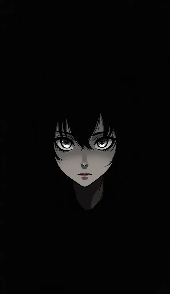 Only A black canvas,two eyes,A language,anime art style