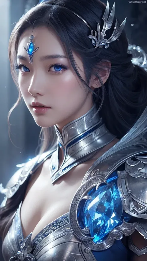 Women's Silver and Blue Dress Close-up, Cheng Weipan at Art Station, Jian Jie,  Detailed Fantasy Art ,  Stunning Character Art ,  Fan Art Best Art Station Will Lead , Gorgeous Exquisite Character Art,  Beautiful Armor , Highly Detailed Art Gems, Fine Digit...