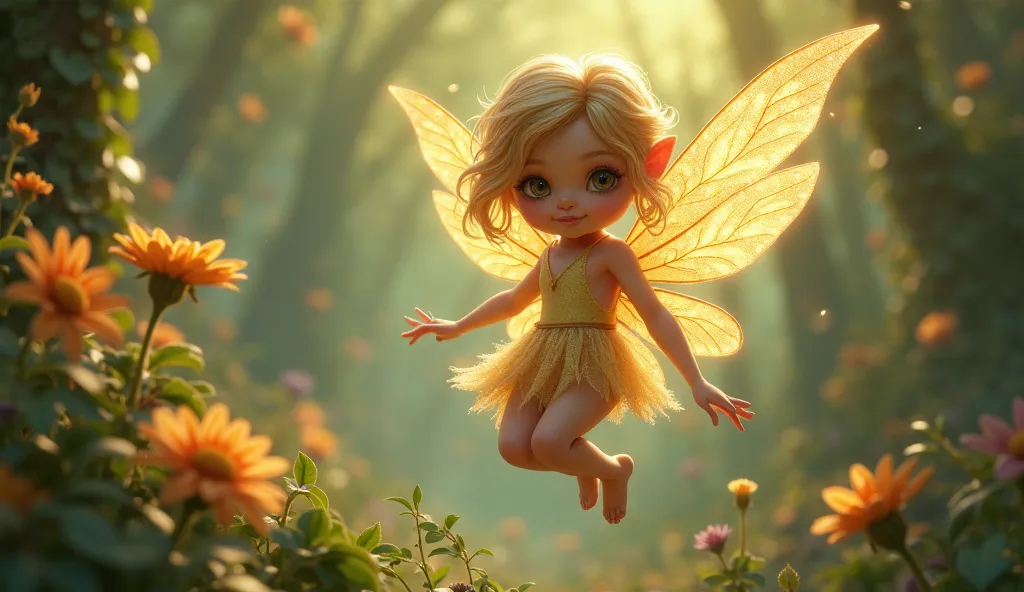 A little fairy with golden wings