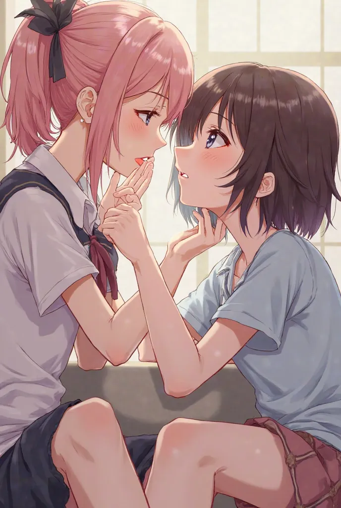 Anime girls sissoring each other