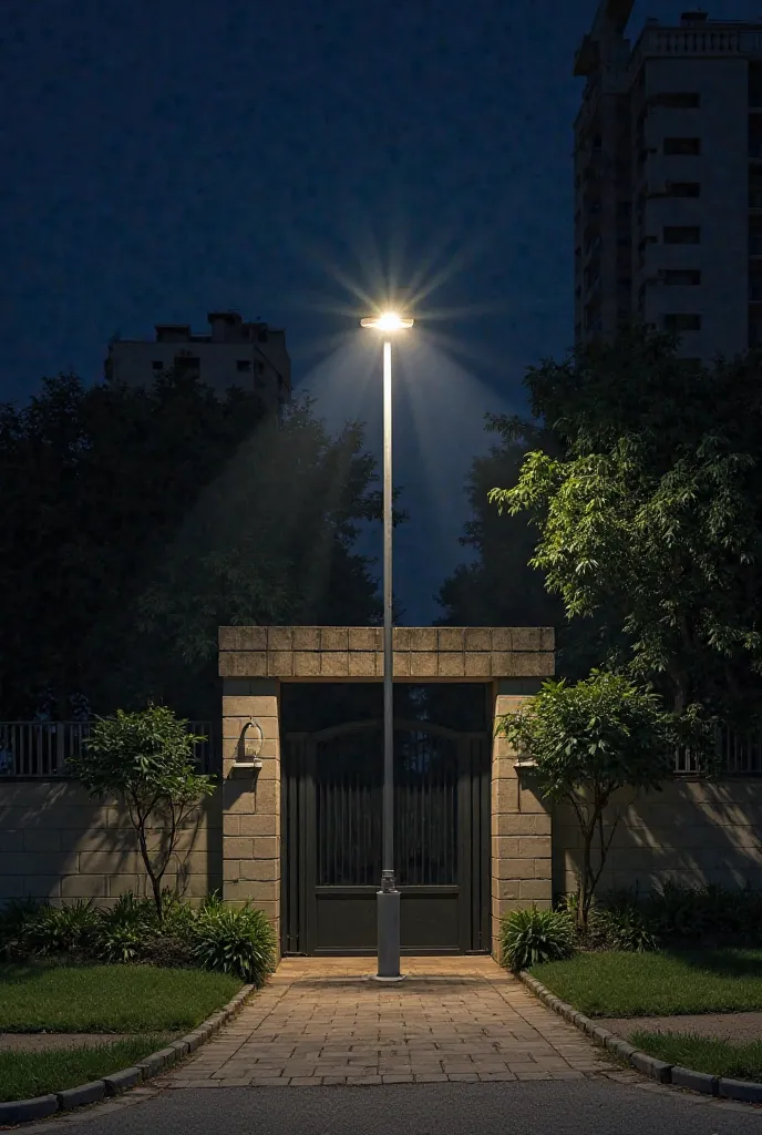 To illuminate the entrance of a condominium, a night light is mounted on a 7-m pole. If the base of the pole is 25m from the entrance, find the angle of depression of the light.