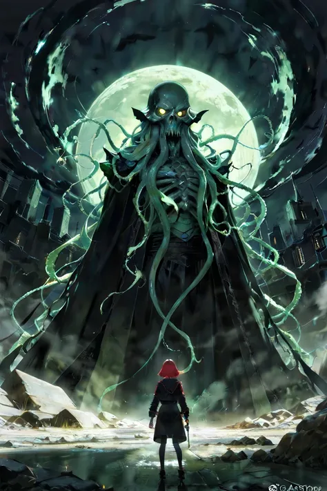 my bed giant cthulhu ren afraid in the dark moon light by gaston bussiere, anna nikonova aka newmilky, yoji shinkawa, yoshitaka amano, tsutomu niehi, trending on artstation, featured on pixiv, cinematic composition, 8k, (best quality and masterpiece and ab...