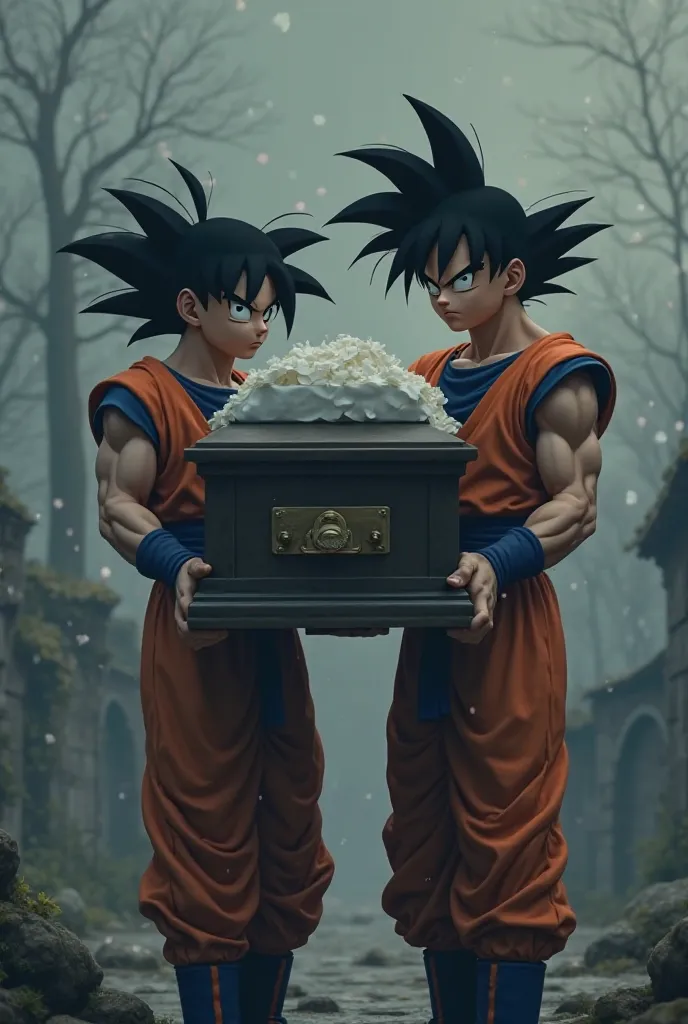 Goku and Vegetta carrying Akira Toriyama's casket