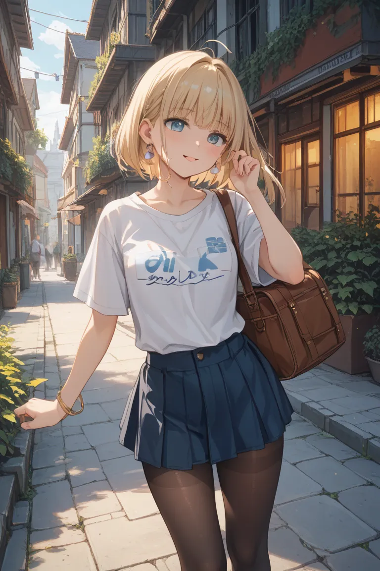 A highly detailed anime-style illustration of a young girl playfully sticking out her tongue and pulling down her lower eyelid in a teasing "akanbe" gesture while running away. She is mid-motion, turning her head slightly as her skirt flutters dramatically...