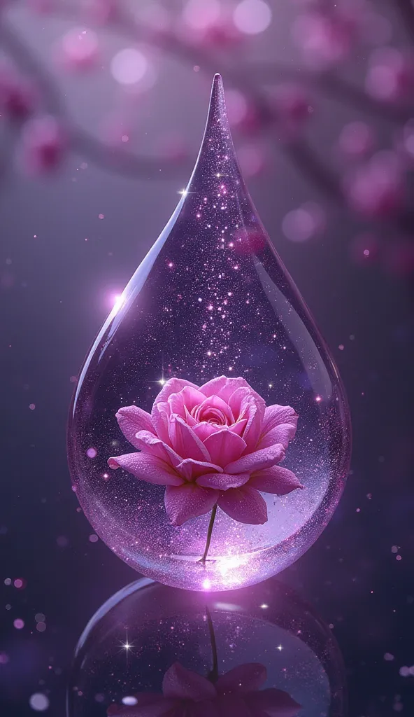 Hyakka Ran: Purple Rose: Rose Shown in a Drop, Super High Resolution Pearl, Sparkling, Brilliant, Fantastic Purple Haze