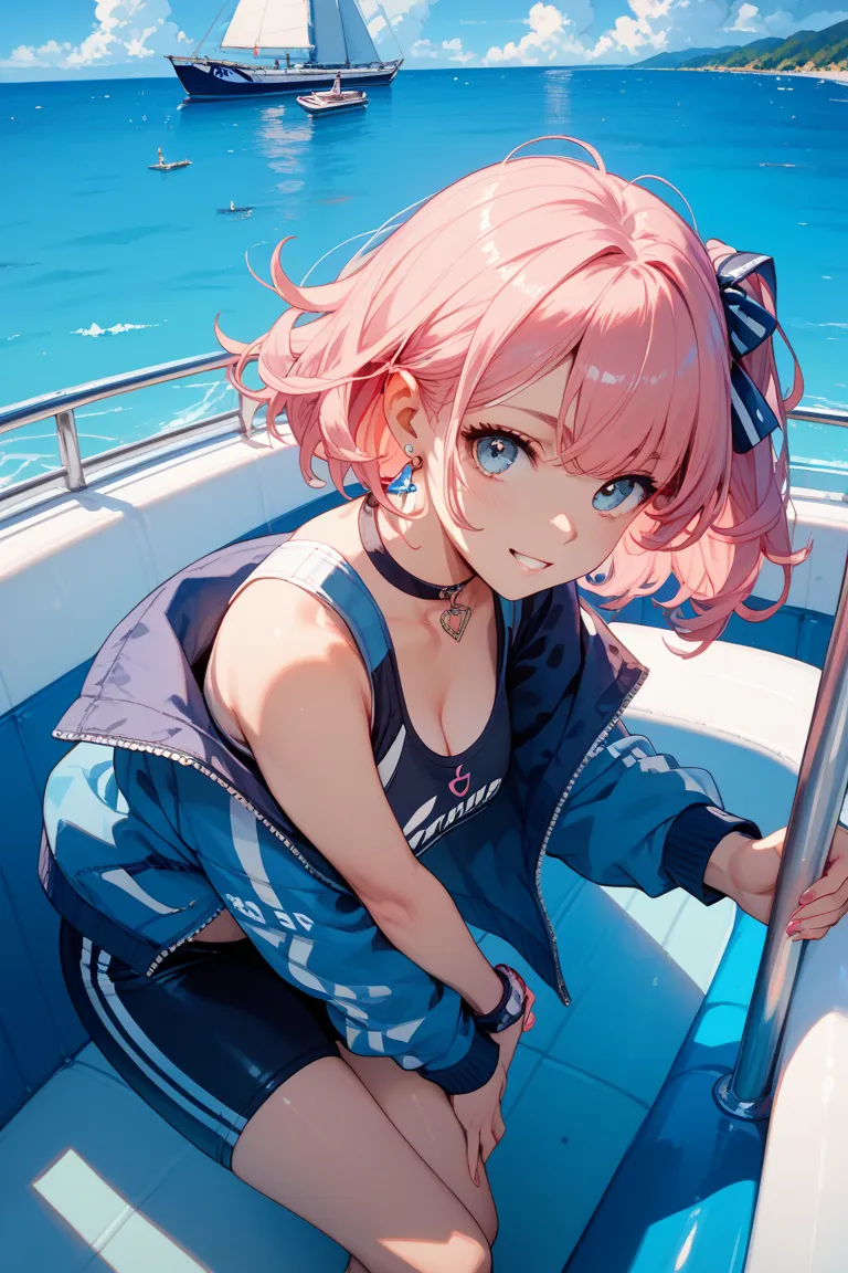 Boat racing　Girl with pink hair