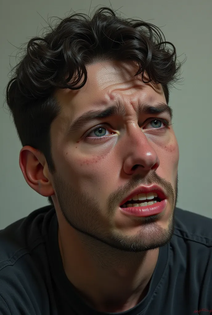 A picture of a man who is affected before crying