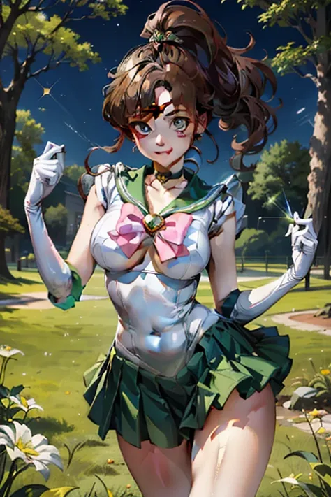 View your audience, See this、Looking into the camera、Sailor Jupiter、Are standing、Hmph , Thigh opening、Spread your legs、beautiful legs、Raise one leg、face exposed to light、Sparkling eyes、 Vivid eyes 、Clear contours、Clear contours、Clear contours、Detailed cont...