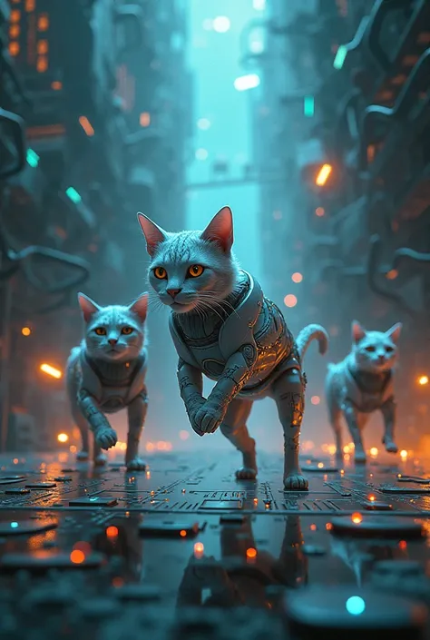 You could generate an image for my background: subrrealista, highly technological mixing neural networks, artificial intelligence, Cyborg cats and dogs,  