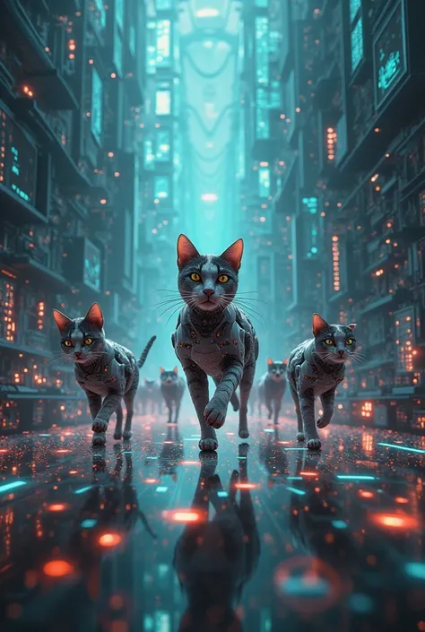 You could generate an image for my background: subrrealista, highly technological mixing neural networks, artificial intelligence, Cyborg cats and dogs,  