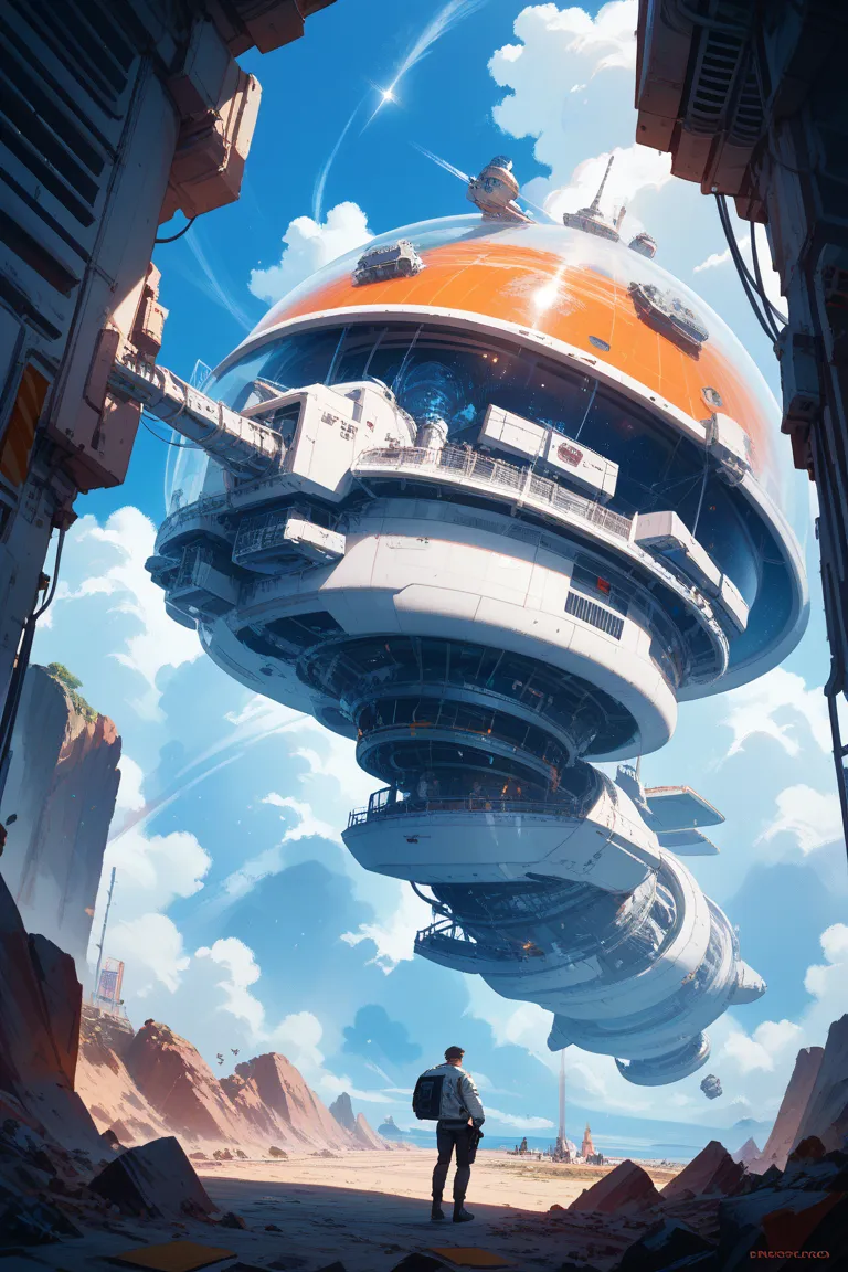 Scenery of a space colony where human experiments were once conducted