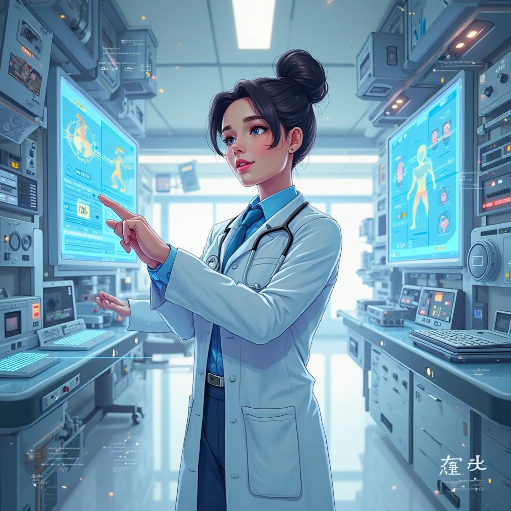 animated graphic of a doctor using technology