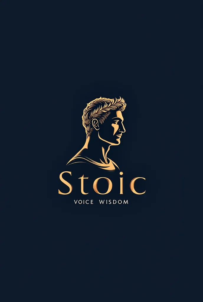 A minimalist and masculine logo design for a Stoicism-focused YouTube channel. The design features a strong, stoic man in profile, inspired by the likeness of a Roman philosopher like Marcus Aurelius or Seneca. His face is calm and determined, with sharp, ...