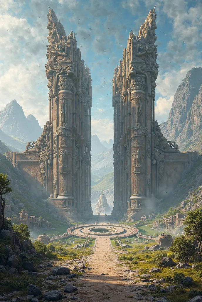 Create an image of a big epic arena with a huge gate a few meters ahead, epic, epic scene.

 