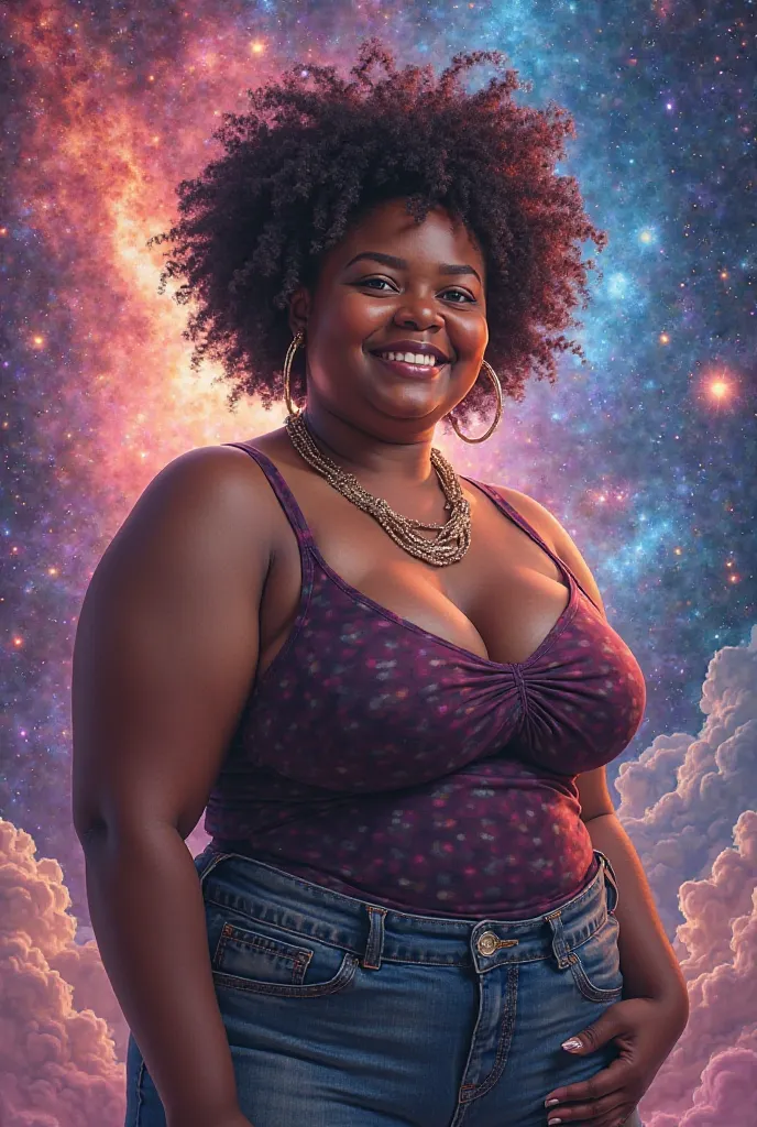 Cool chubby girl jack of all trades photo with galaxy background