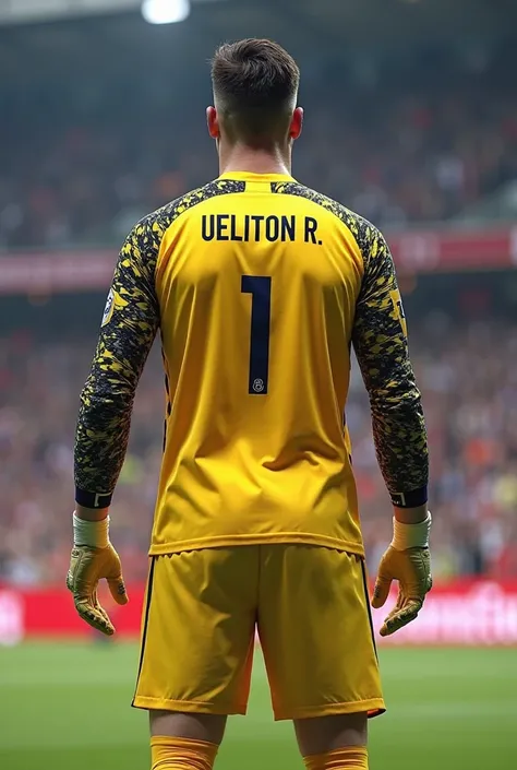 Create goalkeeper jersey written Ueliton R on the back and number 1