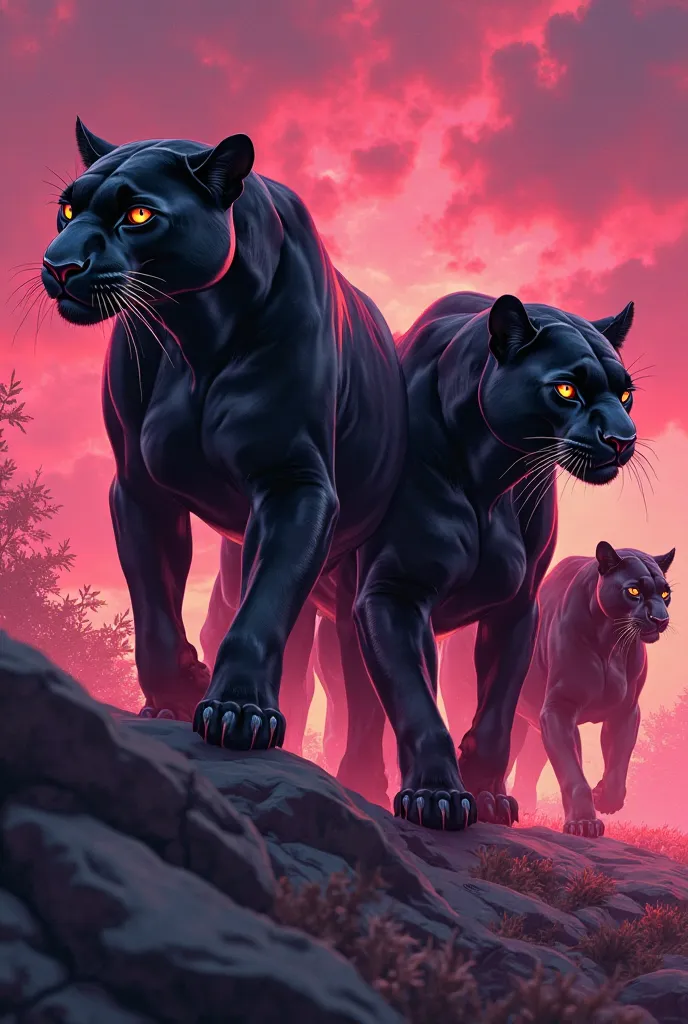 Make a cover with the theme "Panthers unit"  with pink and black colors  