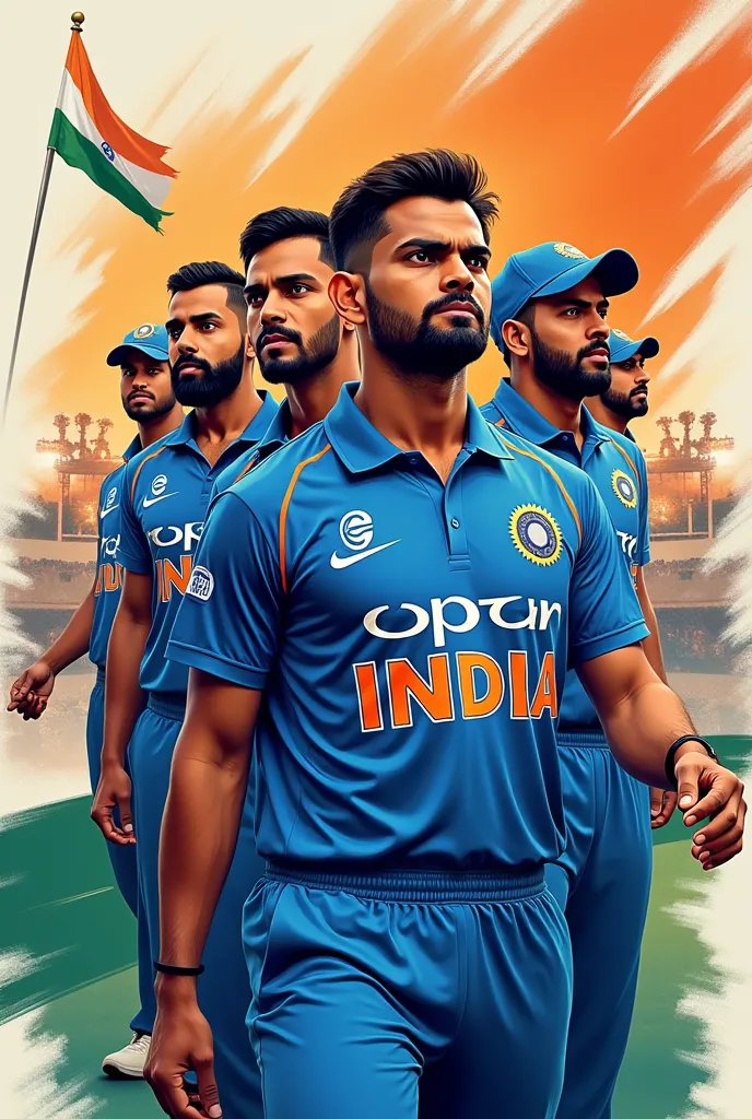 Team indian members rohit sharma, Virat kohli, hardhik pandya, k l rahul, Mohammed Shami, varun chakravarty,