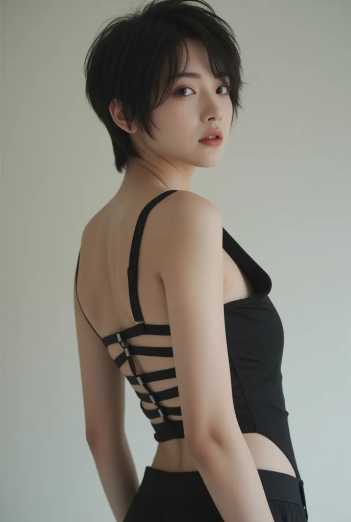 naked short hair girl in allure pose.