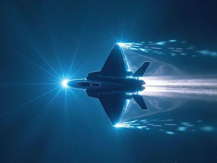 **caption:**

This image is an image of **F-35 aircraft, lighting** in action **Sonic boom** (Sonic Boom) บนท้องฟ้าสดใส เครื่องบิน F-35 เป็นเครื่องบินรบยุคที่ 5 ที่มีรูปร่างล้ำสมัยและเต็มไปด้วยเทคโนโลยีขั้นสูง ในภาพนี้เครื่องบินกำลังบินด้วยความเร็วเหนือเสี...