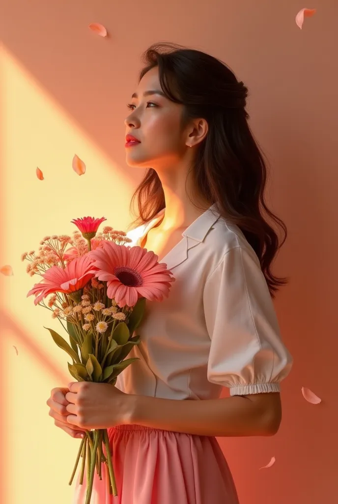 A representative picture for Women's Day on March 8 with bouquet of flowers