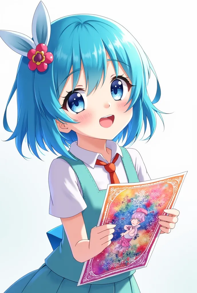 Hoshino Aqua from the anime Star  holds a poster