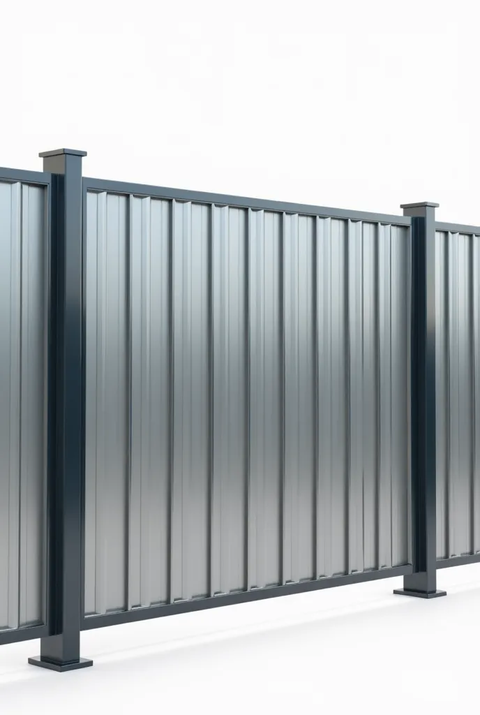 A steel "house fence". High quality. The back ground is fully white. Front view.