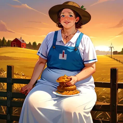 score_9, score_8_up, score_7_up, source_anime,1girl, from the side, (covered belly:1.2) (fat and nervous:0.5) sitting on a fence,, , , skindentation , lize1st, , , (immobile:1.1), dark sky, on a farm, volumetric and specular lighting, ((large sagging chest...