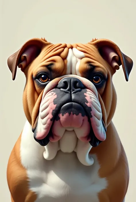 Drawing of the head of a female bulldog dog with a bad face