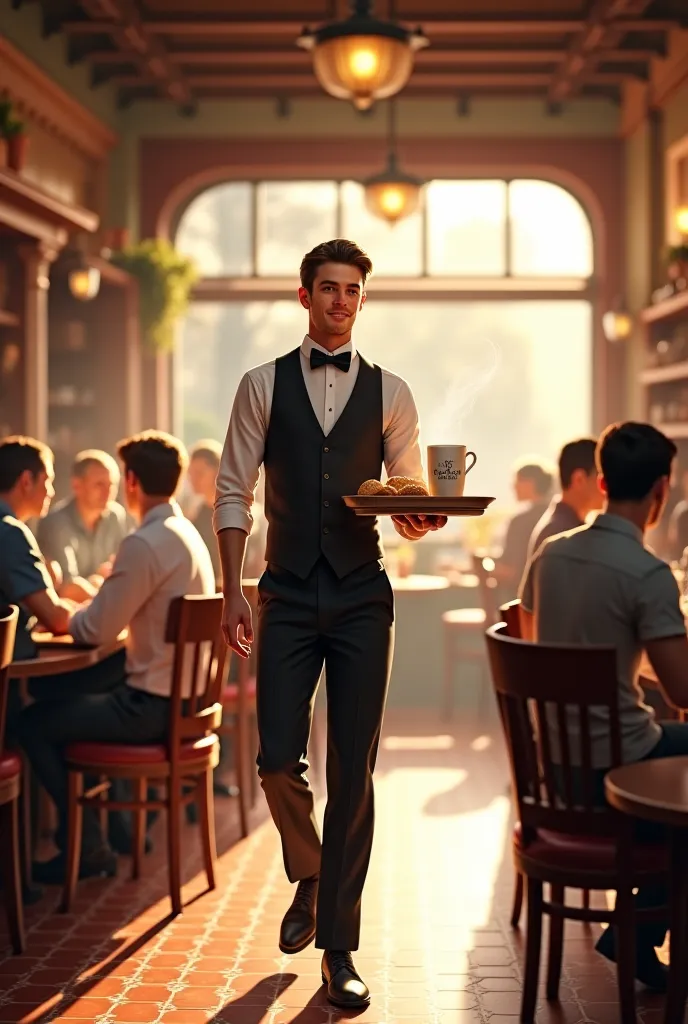 Waiter at a vintage coffee shop 