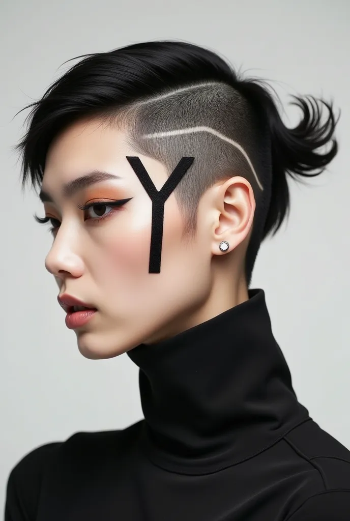 Create an image of a haircut design with the letter Y in another language