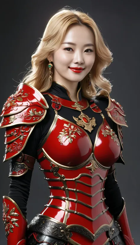 masterpiece, top quality, top,(womanの騎士_woman:1),(Full body enamel red armor:1.3), (35歳のwoman騎士:1.3),、((( big, Full chest face ))) (((大きな big breasts ))) , surreal,中世ヨーロッパのbattlefieldにいる, be...